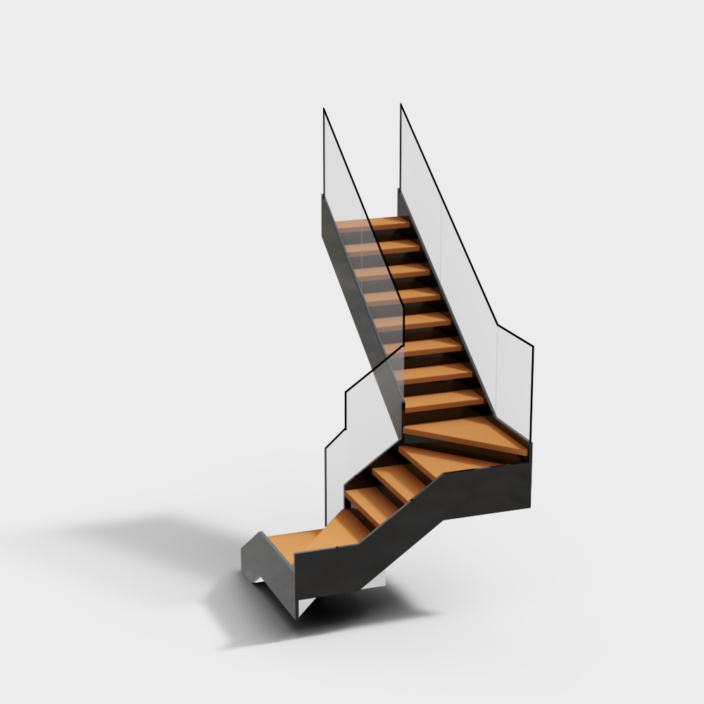 Contemporary Low-Polygon Staircase 3D model