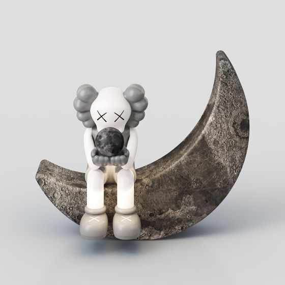 Dreamy Low-Poly Character on Moon 3D Model
