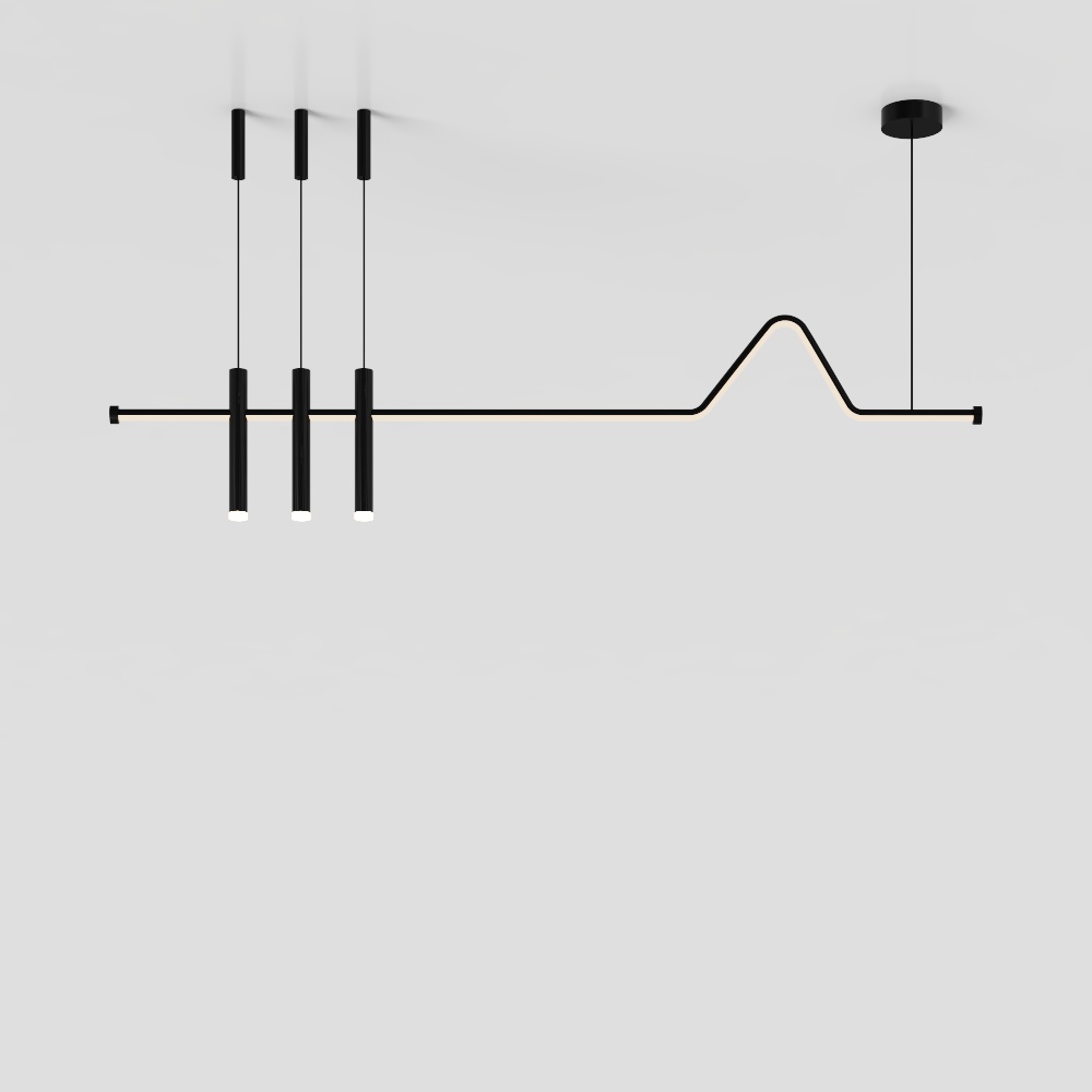 Stylish Modern Pendant Light 3D Model – Black Metal Design