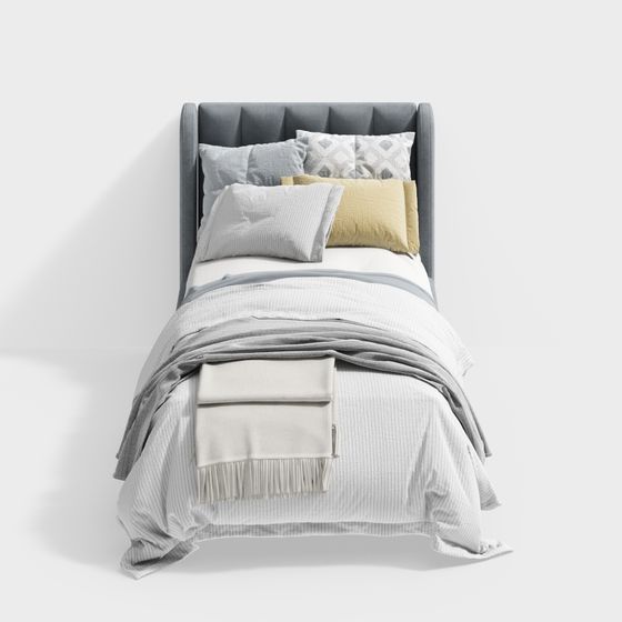 Elegant Low-Polygon Bed 3D model for Modern Interiors