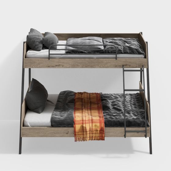 Stylish Bunk Bed 3D model for Modern Interiors