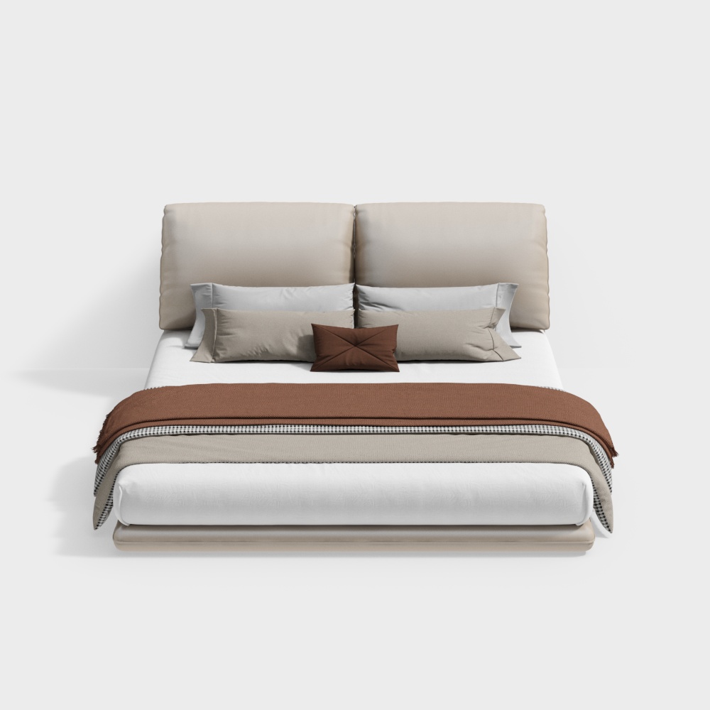 Elegant Minimalist Bed 3D model for Cozy Interiors