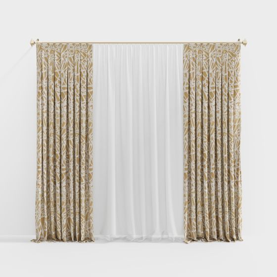 Elegant Luxe Curtain 3D model for Interior Design