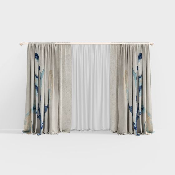 Elegant Low-Poly Curtain 3D model for Modern Interiors