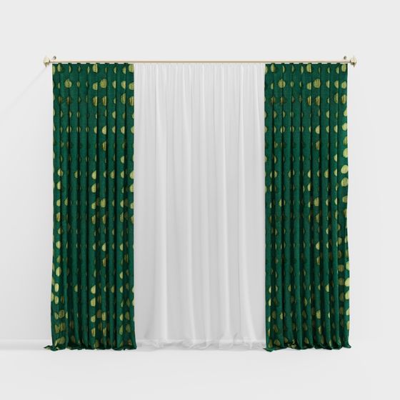 Artistic Polka Dot Curtain 3D model