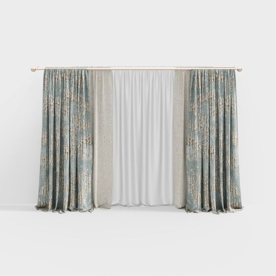 Elegant Low-Poly Curtain 3D model Design