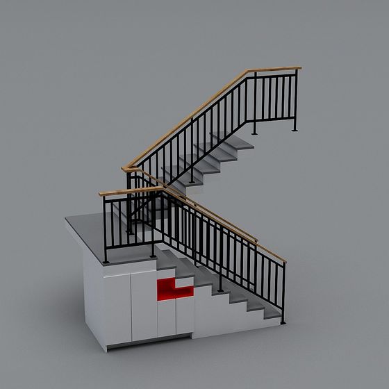 Elegant Low-Polygon 3D Staircase Model