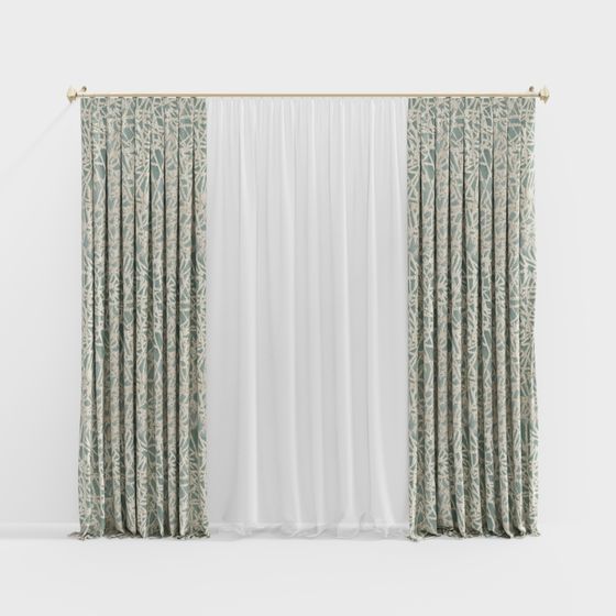 Low-Poly Floral Drapes 3D model
