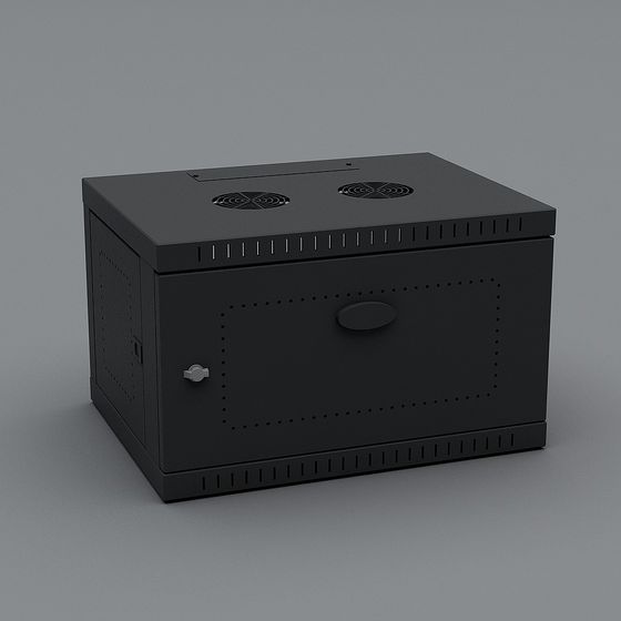 Black 6U Closed Rack 3D Model for Technical Spaces