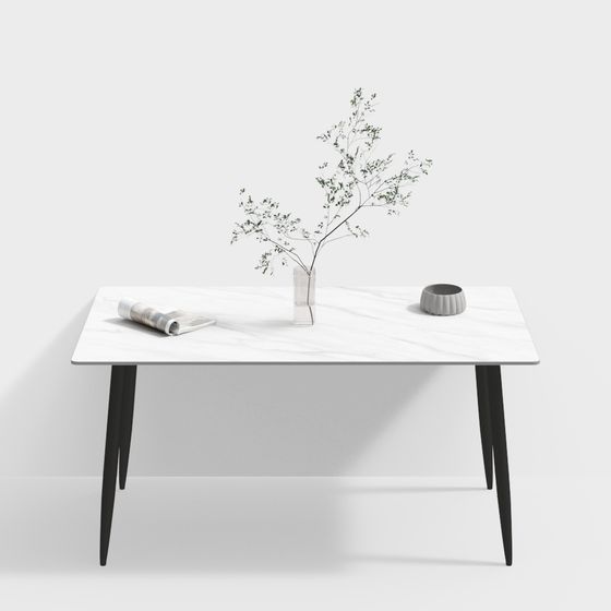 Italian Minimalist Dining Table 3D Model in Black
