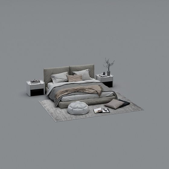 Elegant Bedroom Set 3D model for Modern Spaces