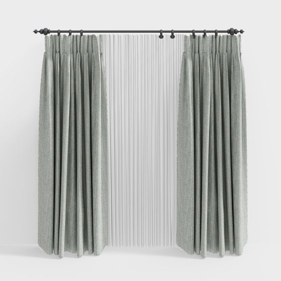 Low-Poly Gray Curtain 3D model for Modern Interiors