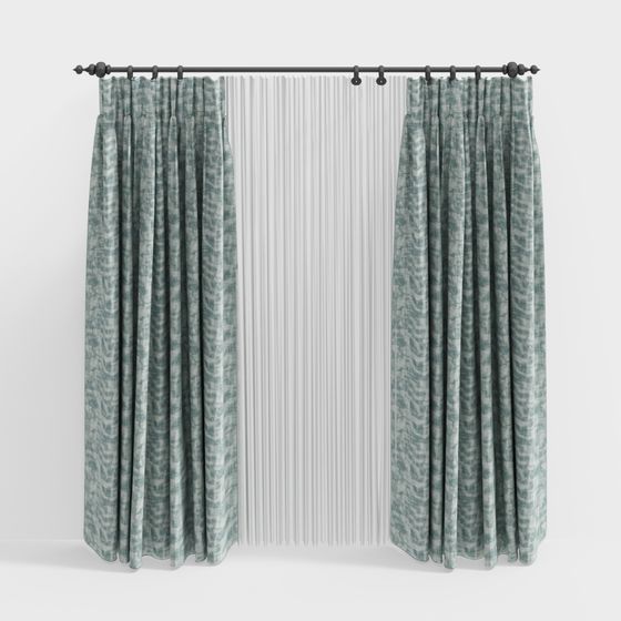 Charming Low-Polygon Curtain 3D model for Modern Interiors
