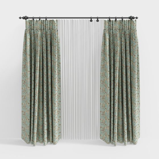 Stylish Low-Poly Curtain 3D model for Modern Interiors