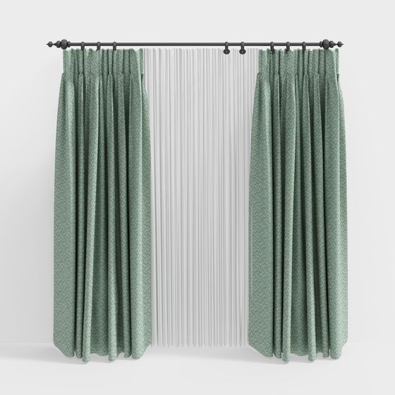 Elegant Low-Polygon 3D Curtain Model