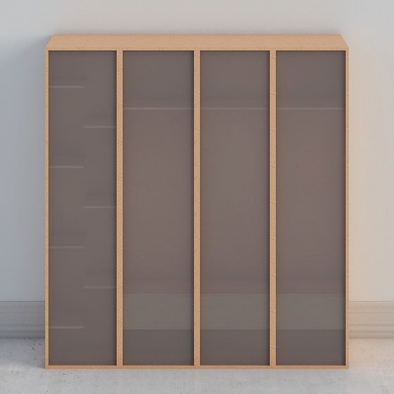 Elegant 4-Door Wardrobe 3D model