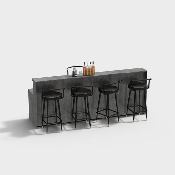 Modern Low-Poly Bar Counter 3D model