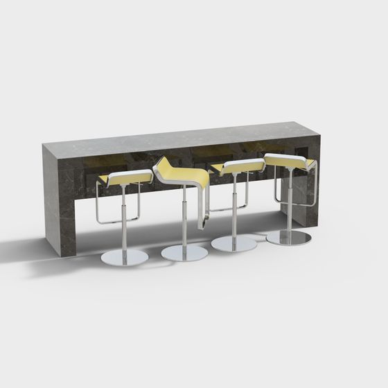 Elegant Gray Marble Bar Counter 3D model