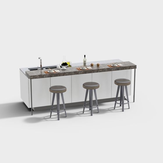 Stylish Minimalist Bar Counter 3D model