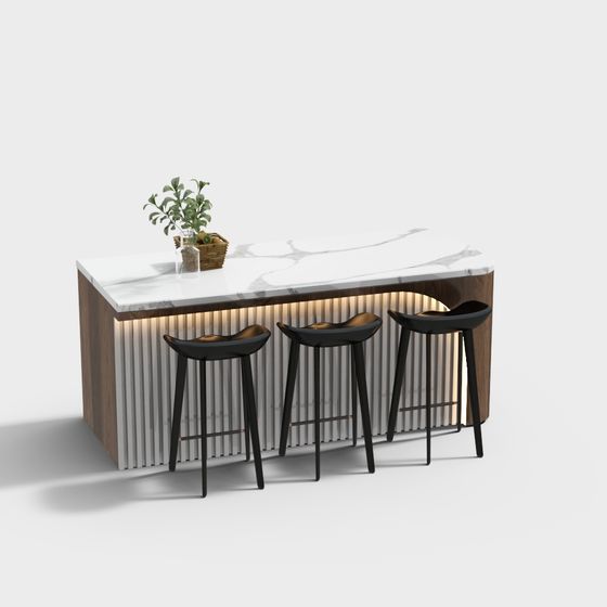 Modern Low-Poly Bar Counter 3D model