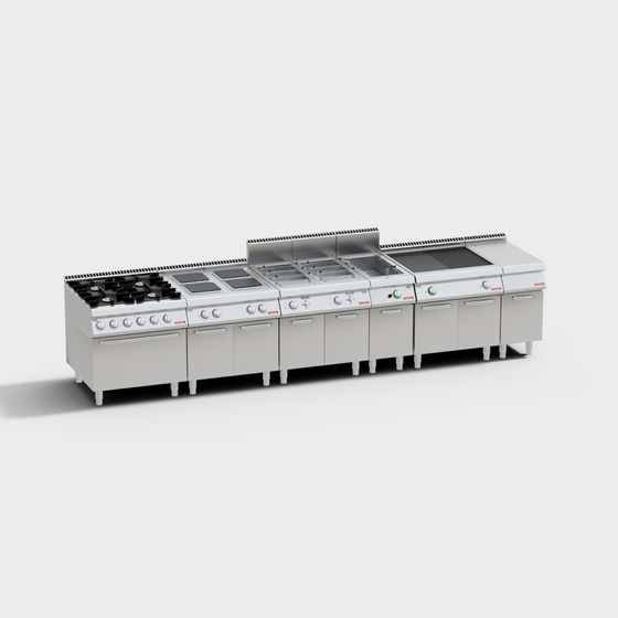 Realistic Low-Poly Commercial Kitchen Equipment 3D model