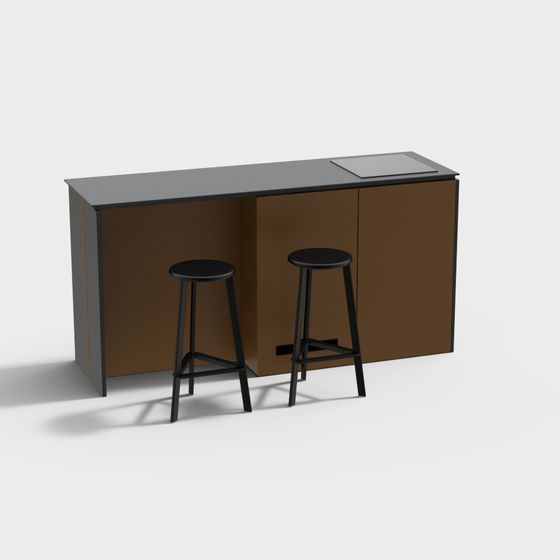 Elegant Urban Bar Counter 3D model for Creative Spaces