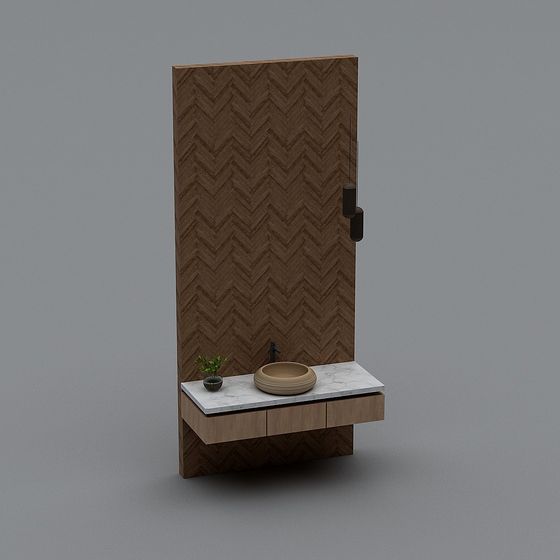 Herringbone Bathroom Vanity 3D model for Modern Spaces