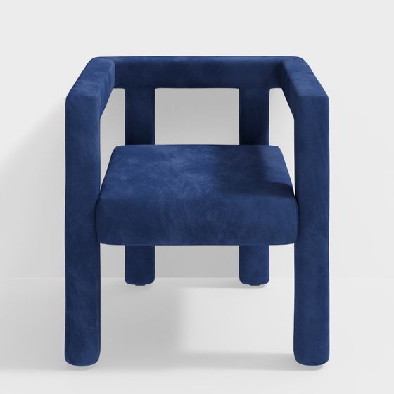 Elegant Blue Velvet Chair 3D Model