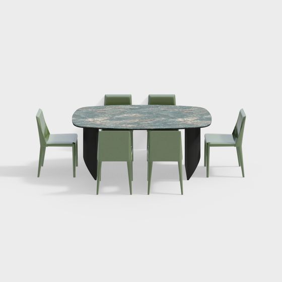 Urban Green Dining Table and Chairs 3D model