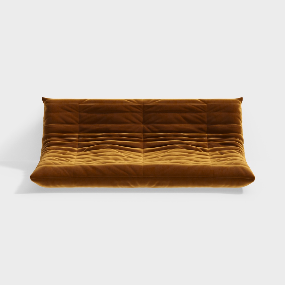 Elegant Low-Poly Sofa 3D Model – Brown Velvet Texture