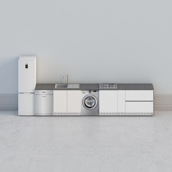 Modern Low-Poly Kitchen Module 3D model