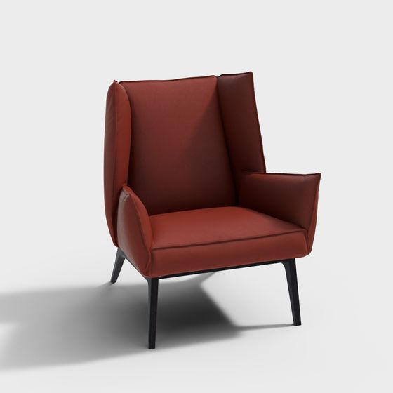 Stylish Red Leather Armchair 3D Model