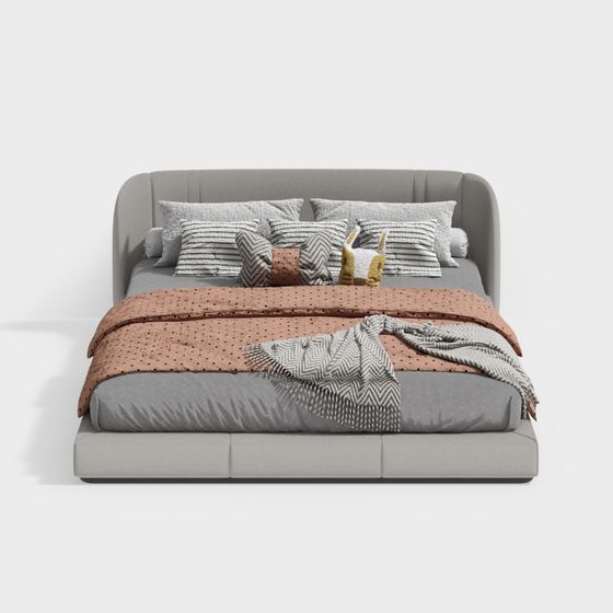 Elegant Modern Bed 3D model for Designers