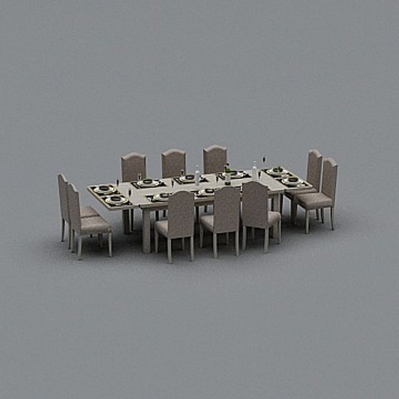 Elegant Dining Set 3D Model