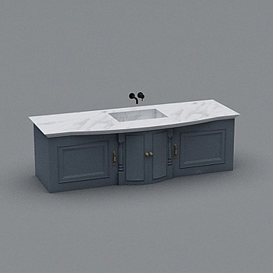 Elegant Low-Polygon Bathroom Vanity 3D model