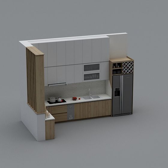 Stylish Low-Poly Kitchen Design 3D model
