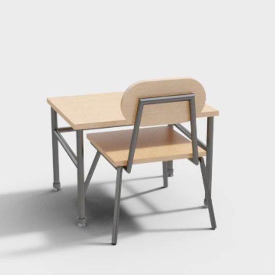 Minimalist 3D Desk and Chair Set Model