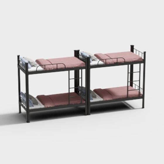 Modern Bunk Bed 3D Model for Dorm Rooms
