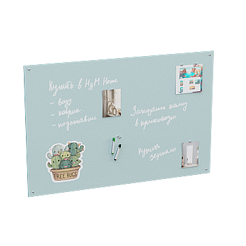 Charming Low-Poly Memo Board 3D Model – Pastel Blue Design