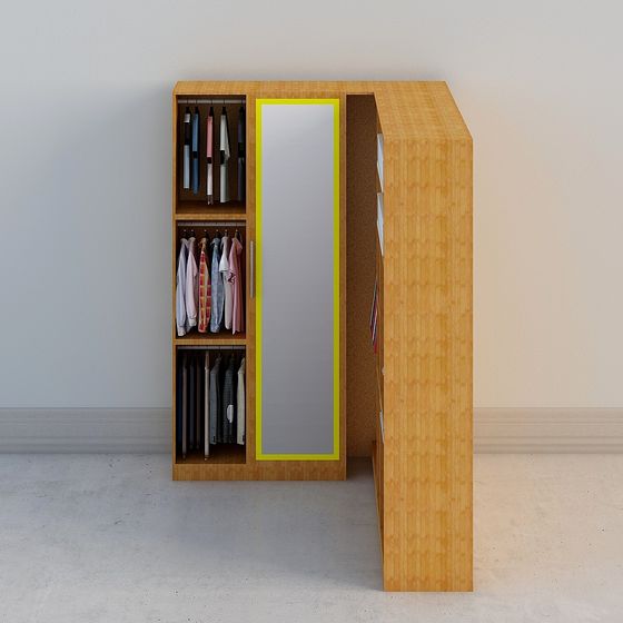 Stylish Low-Polygon Wardrobe 3D Model