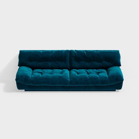 Elegant Peacock Blue Low Polygon Sofa 3D model