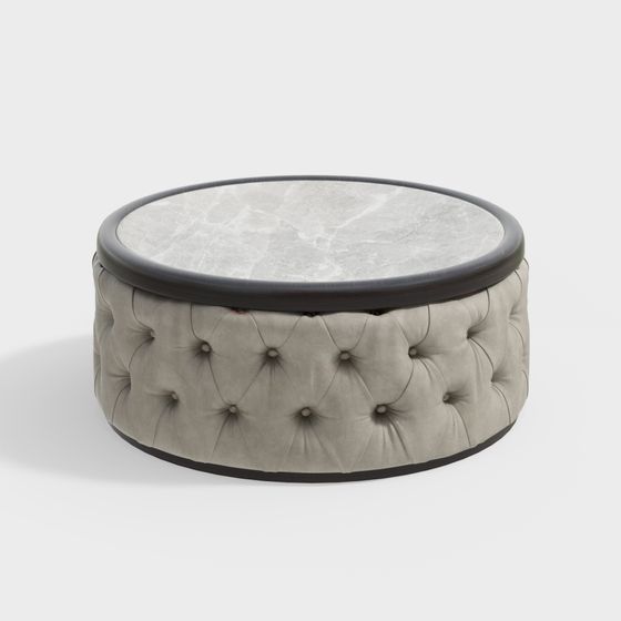 Elegant Round Sofa Ottoman 3D model