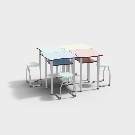 Colorful Modular Table Set 3D model