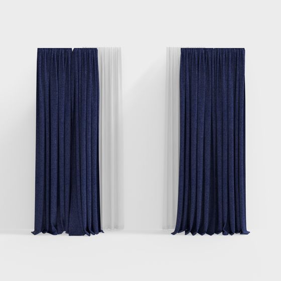 Elegant Blue Curtain 3D model