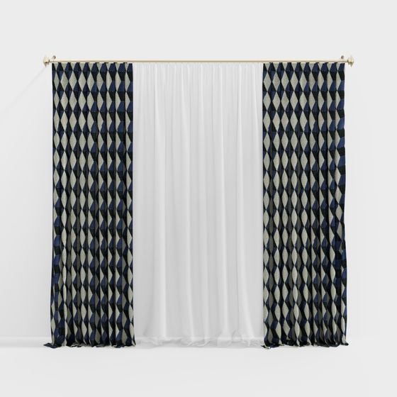 Stylish Low-Poly Curtain 3D Model for Modern Spaces