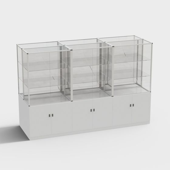Stylish Low-Polygon Display Cabinet 3D model