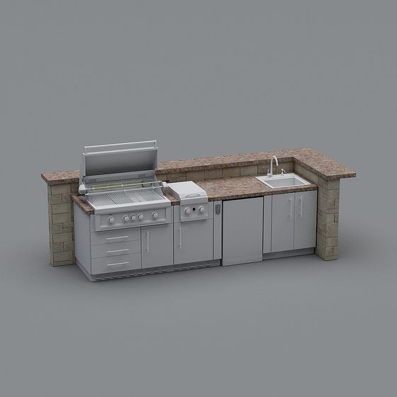 Outdoor Kitchen Island 3D model