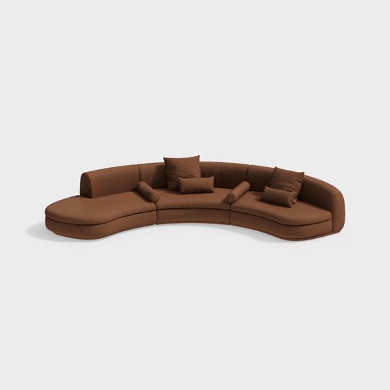 Curved Modern Sofa 3D model for Stylish Interiors