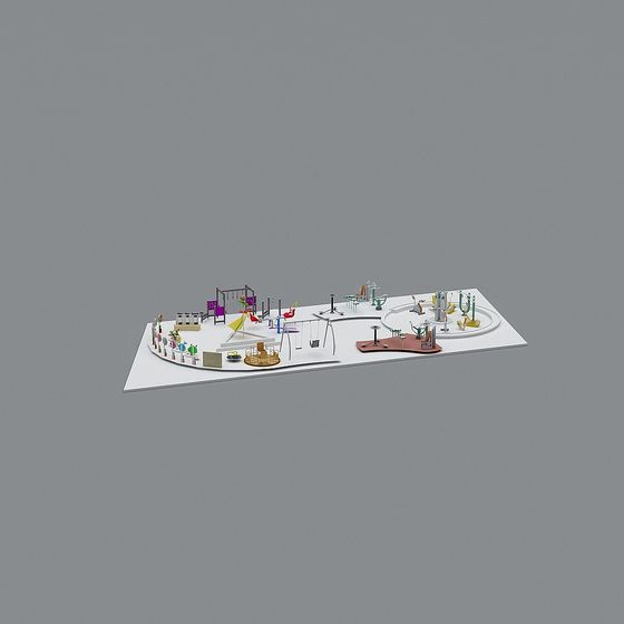 Colorful Children's Playground 3D Model – Vibrant Low-Poly Design