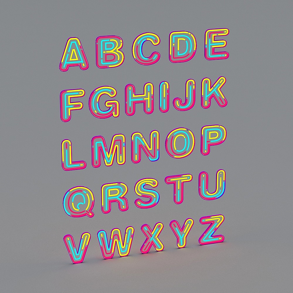 Neon Letter 3D Model for Creative Projects